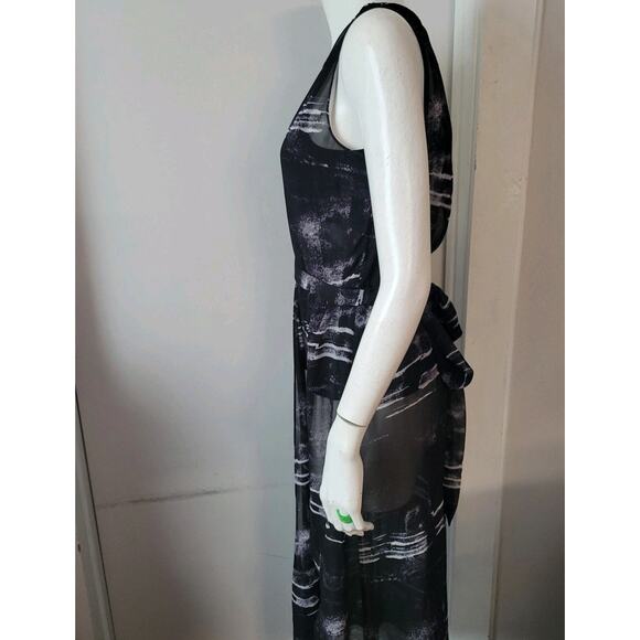 Mint Velvet Womans Sz. 8 Midi Tunic Black/White Roxy Print Chiffon 003013615 - Picture 5 of 7